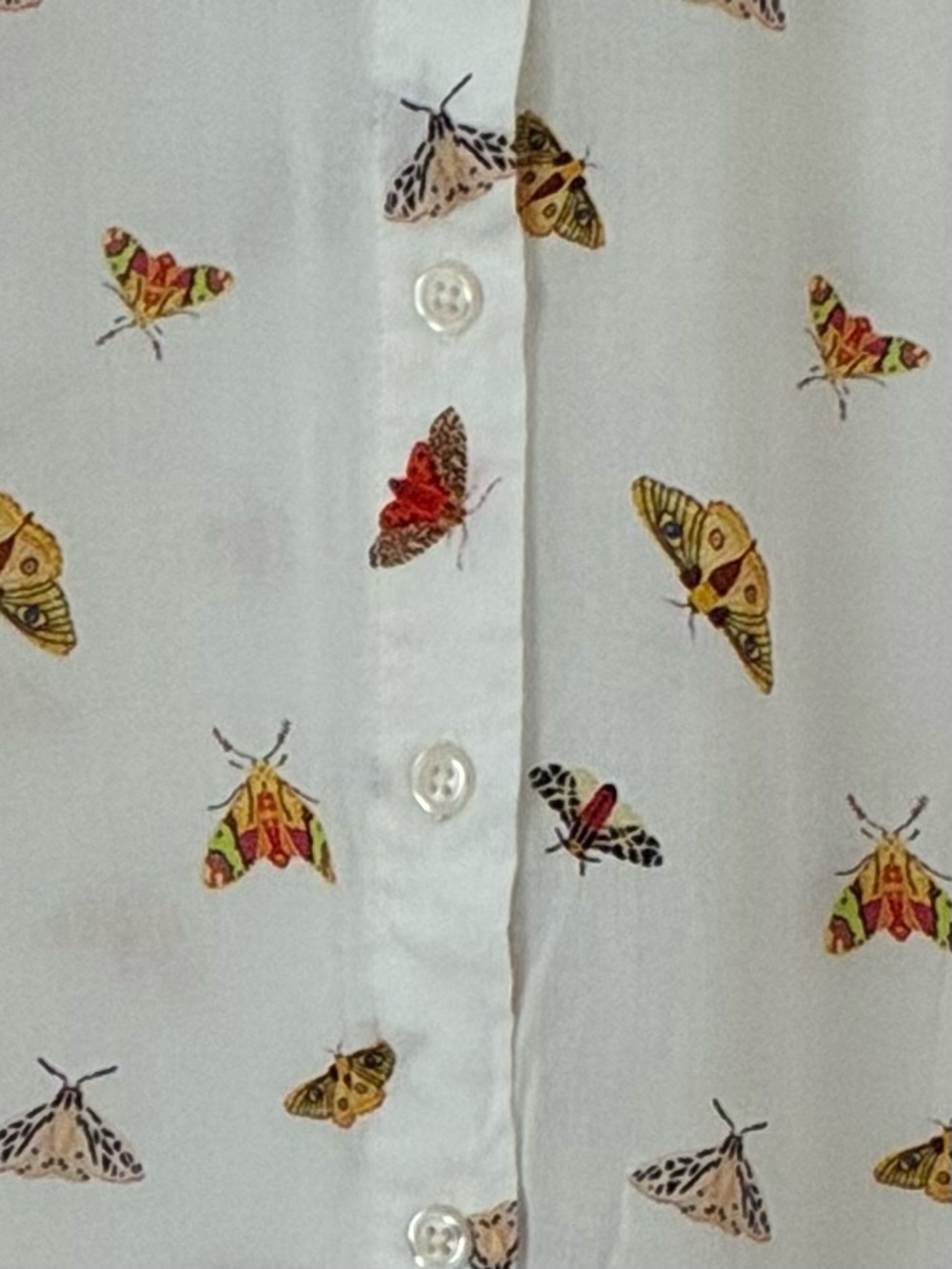 Philosophy White Button-Down Blouse with Multicolor Butterfly Motif Size L - Picture 4 of 4